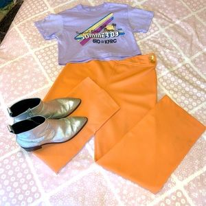 Vintage Jack Winter SHERBERT Orange polyester slacks from 70s Era - waist 27